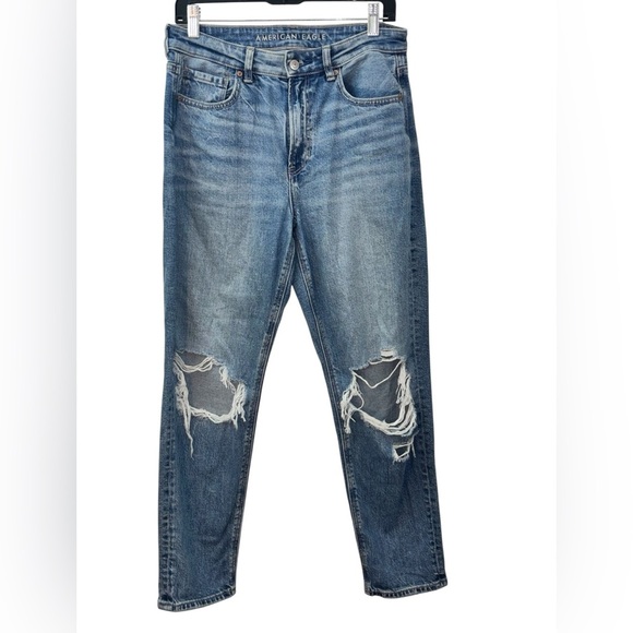 American Eagle Outfitters Women's Mom Blue Straight Leg Jeans 6 short - Picture 1 of 4